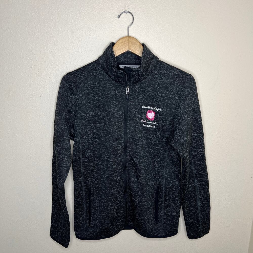 Courtney Kupets Pink Invitational Marbled Black Zip Up Jacket Large